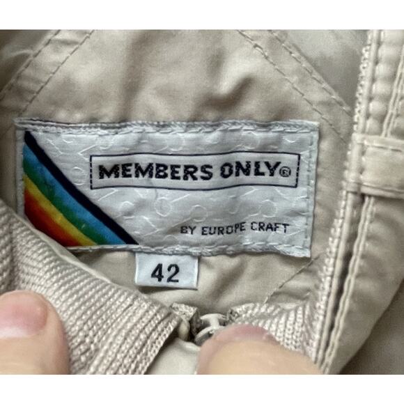 VINTAGE Members Only Jacket Mens Cafe Racer Tan Windbreaker 80s EuropeCraft - Picture 3 of 8